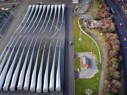 Palas de aerogeneradores, en enero del año pasado en la fábrica de Gamesa en Hull (Inglaterra).
