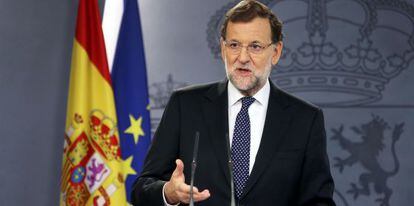 Mariano Rajoy hoy en la declaración institucional.
