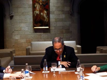 Reunió de Torra amb els alcaldes de les capitals, aquest dissabte.