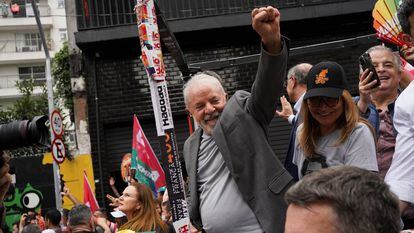 Luiz Inácio Lula da Silva, este sábado en una concentración de simpatizantes.