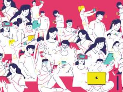 Alrededor del mundo, el 66% de la población utiliza teléfonos móviles (5.150 millones de personas) y el 59% es usuario de Internet.