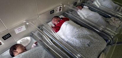 Niños recién nacidos en el Hospital Clínico de Barcelona.