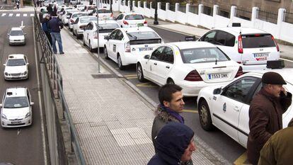 Caravana de taxis en Vigo, el pasado agosto. 