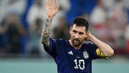 Lionel Messi celebra la victoria de Argentina ante Polonia este miércoles.