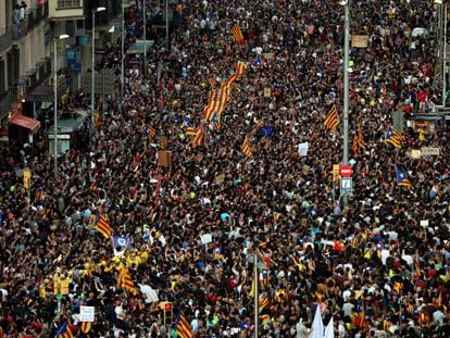 Manifestaci&oacute;n durante la &uacute;ltima huelga general en Catalu&ntilde;a.