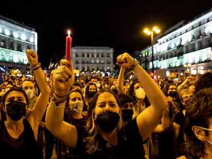 Manifestación en contra de la violencia machista en la Puerta del Sol, en Madrid, el 11 de junio.