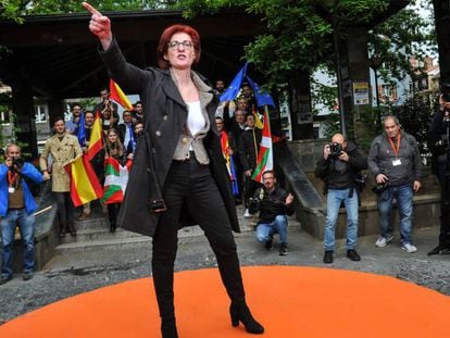 Maite Pagazaurtundúa, durante el acto de este domingo de Ciudadanos en Rentería (Gipuzkoa). En vídeo: el discurso íntegro de la eurodiputada.