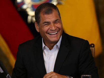 Rafael Correa, durante una rueda de prensa en Quito, el 22 de febrero.