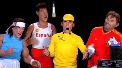 Captura de una parodia de Nadal, Gasol, Contador e Iker Casillas en Canal Plus Francia.
