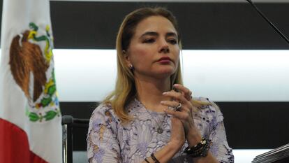 La consejera Carla Humphrey durante el foro Derechos Político Electorales de las Mujeres, el 8 de marzo en Ciudad de México.