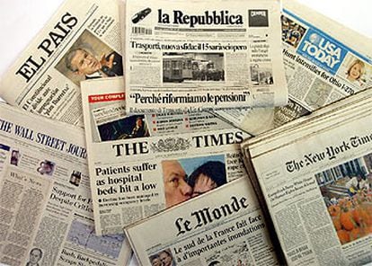 Portadas de periódicos de referencia de diversos países.