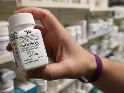 Un bote del analgésico OxyContin, marca registrada de Purdue Pharma.