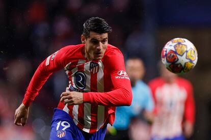 El delantero del Atlético de Madrid, Álvaro Morata, durante el encuentro correspondiente a los cuartos de final de la Liga de Campeones.