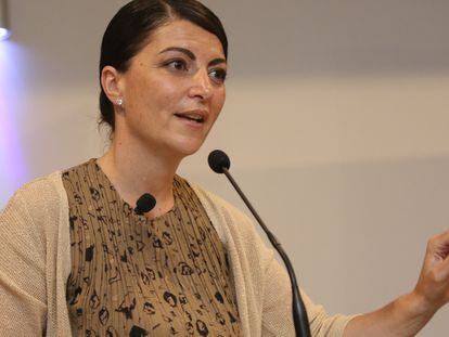 La candidata a la Presidencia de la Junta, Macarena Olona, en una acto el 16 de mayo.