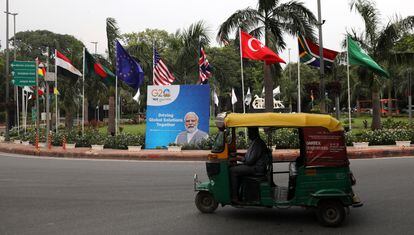 Exterior de la sede donde se celebrará la cumbre del G-20 en Nueva Delhi, este jueves. 