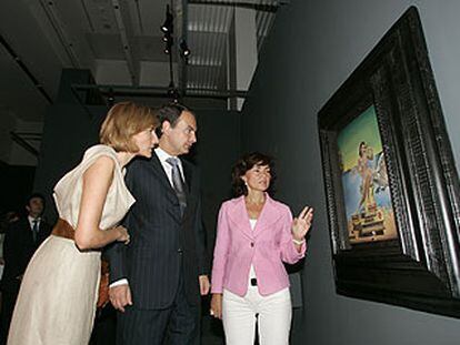 José Luis Rodríguez Zapatero y Sonsoles Espinosa, con la ministra de Cultura, Carmen Calvo, en el Museo Nacional Reina Sofía.