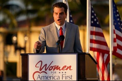 El congresista republicano por Florida Matt Gaetz, en un evento el viernes de Women for American First en Doral, Florida.