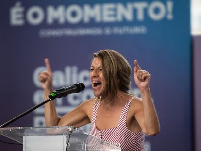 Yolanda Díaz participa en Vigo en un mitin de la campaña de las elecciones gallegas el pasado domingo.