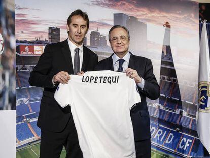 Presentación de Julen Lopetegui como entrenador del Real Madrid. 