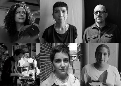 De izquierda a derecha, Mariana Castillo Deball, Naomi Rincón, Santiago Borja, Mauricio Marcin, Catalina Lozano y Fernando Palma Rodríguez.