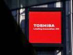 FILE PHOTO: Logo of Toshiba Corp is seen outside an electronics retail store in Tokyo