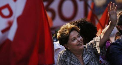 Dilma Rousseff el jueves pasado en un acto de campa&ntilde;a