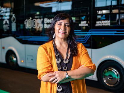 Paola Tapia, cofundadora de Mujeres en Movimiento y responsable de los autobuses urbanos de Santiago de Chile, la semana pasada en Barcelona.