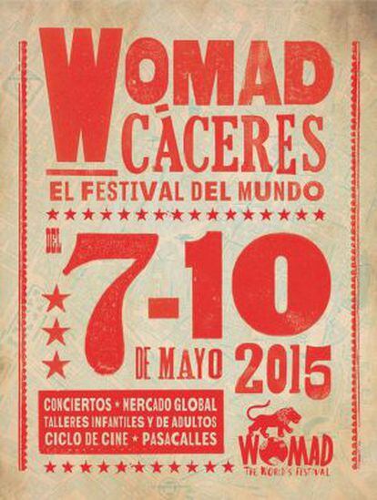 Cartel promocional del Womad Cáceres 2015.