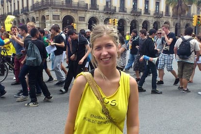 Ariadna Soler, ayer en la manifestación de Barcelona.