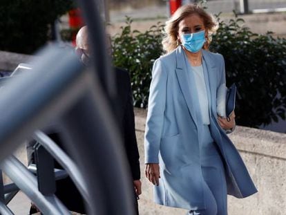 Cristina Cifuentes a su llegada a la Audiencia Provincial de Madrid este viernes para asistir a una última sesión del juicio por el 'caso máster'.