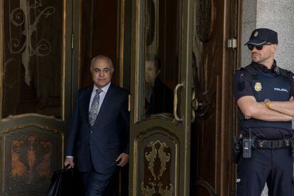 El juez Pablo Llarena, en el Tribunal Supremo tras reactivar la euroorden de arresto contra Puigdemont, en Madrid, el 14 de octubre de 2019.