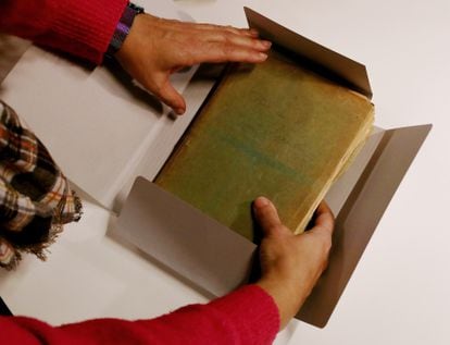 Manuscrito de la novela 'Celia en la Revolucion', de Elena Fortun, enviado en noviembre de 2021 de forma anónima a la Biblioteca Regional de Madrid. 