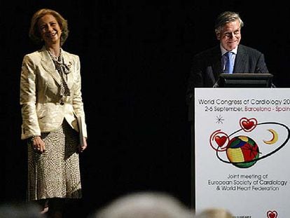 La reina Sofía y el cardiólogo Valentí Fuster, durante la apertura del congreso.
