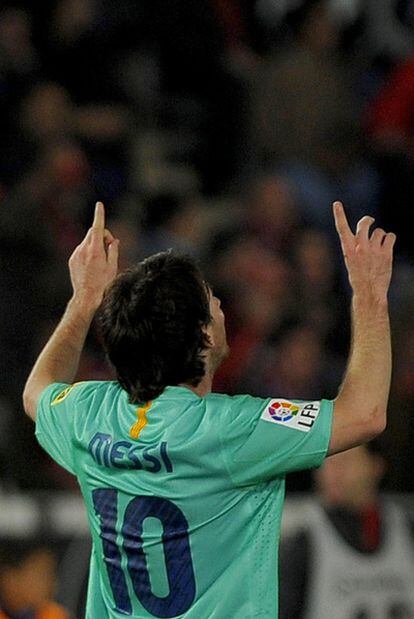 Messi, después de marcar contra el Almería.