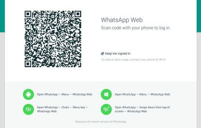 Un código QR para vincular el servicio de mensajería del móvil al ordenador.