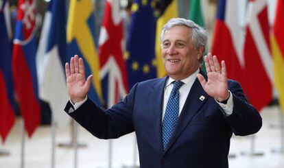 El presidente de la Eurocámara, Antonio Tajani, durante la cumbre de la semana pasada en Bruselas.