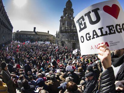 Manifestación en Santiago en defensa de la enseñanza en lengua gallega.