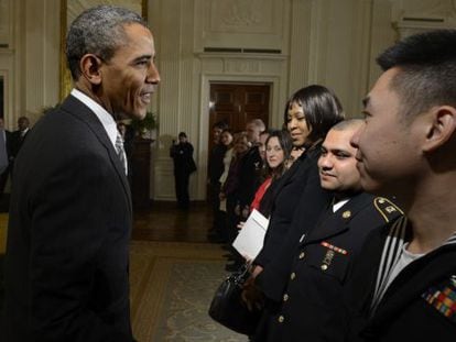 El presidente estadounidense Obama durante la ceremonia de ciudadan&iacute;a celebrada en la Casa Blanca esta semana.