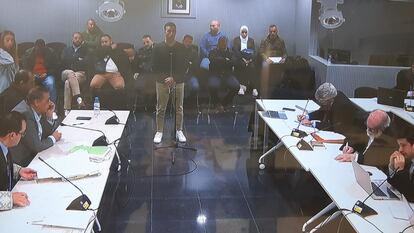 El legionario Daniel Sánchez, de pie, durante su declaración este lunes en la Audiencia Nacional.