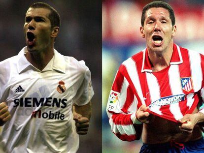 Zidane (i) y Simeone en su &eacute;poca de jugador.