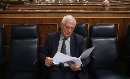 Josep Borrell en la sesión de control del Congreso, este miércoles.