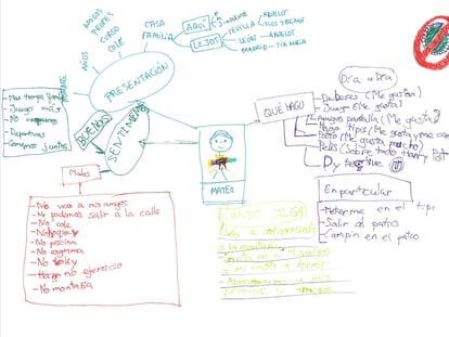 Mapa conceptual de Mateo para escribir su carta para la serie La Experiencia Personal.