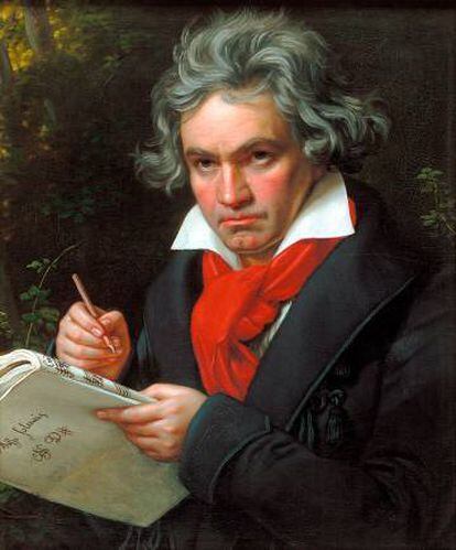 Retrato de Ludwig van Beethoven.
