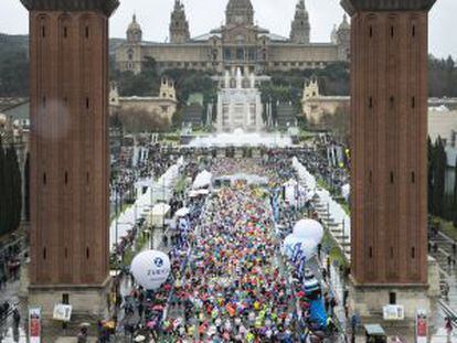 Corredores en la maratón de Barcelona.