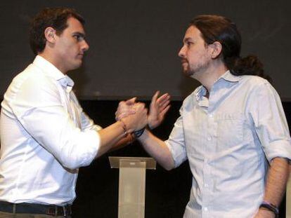 Debat entre Albert Rivera i Pablo Iglesias a la Universitat Carlos III.