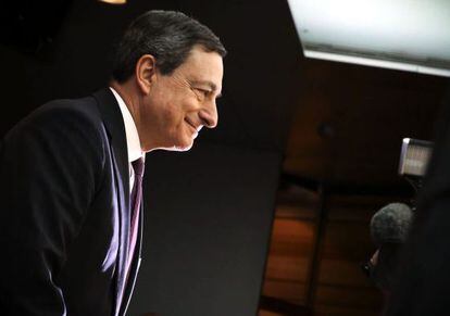 El presidente del BCE, Mario Draghi, este jueves en Fr&aacute;ncfort.
