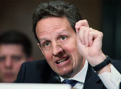 El secretario del Tesoro, Timothy Geithner, durante su comparecencia ante el comité de bancos del Senado de EE UU