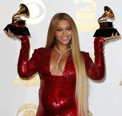 Beyoncé en la entrega de los premios Grammy en febrero de este año