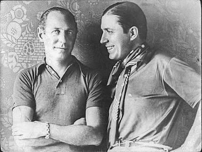 Carlos Gardel con Josep Samitier, en 1928.