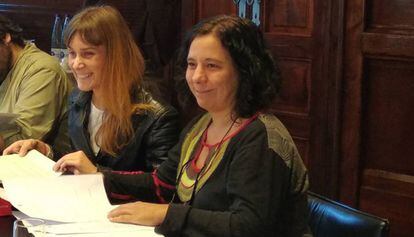 Jéssica Albiach y Susana Segovia en la Mesa del Parlament de este martes